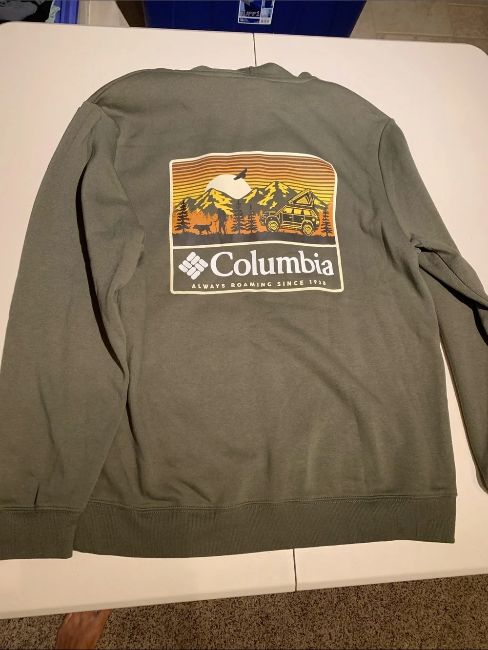 Columbia Men's Olive Crewneck Hoodie - Olive Green